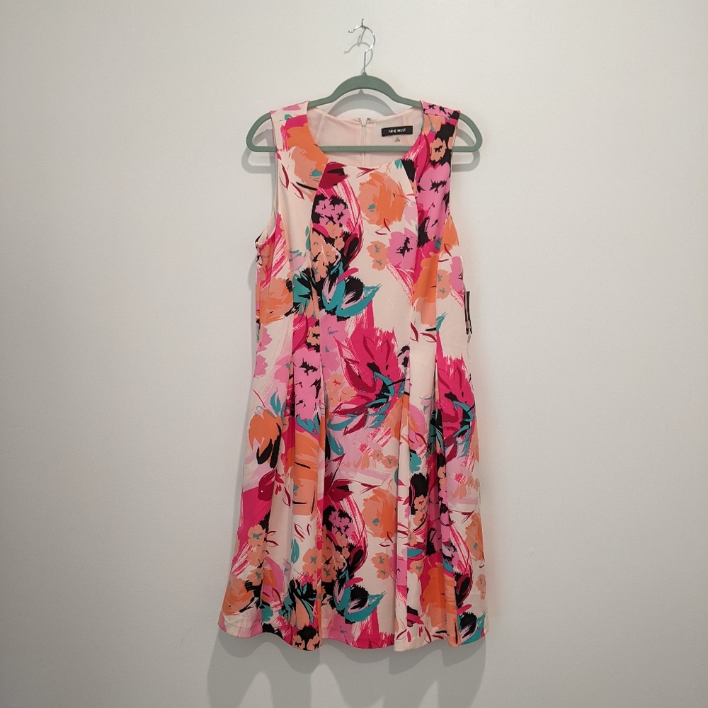 NWT Nine West 16 floral A-line dress